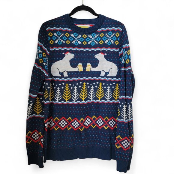 Tipsy Elves Size L Men's Polar Bear Ugly Christmas Sweater, Exc. Used Condition - Picture 1 of 10